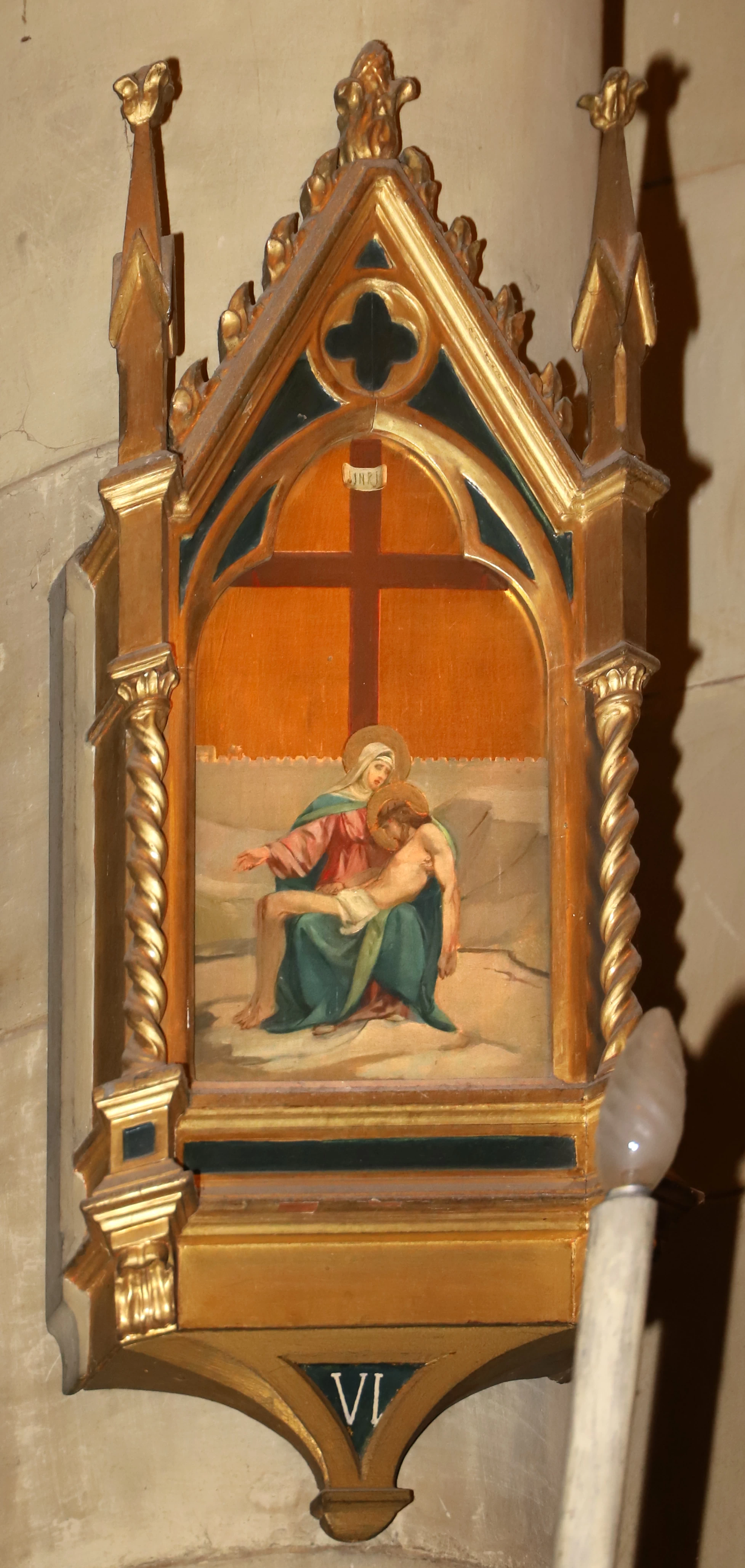 Via Matris, 1929, stazione 6 compianto ai piedi della croce - Chiesa dei sette santi, Firenze